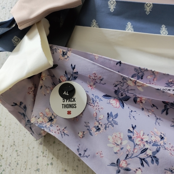 Lucky Brand Thongs Panties Women's XL Floral Blue Pink 5pc Seamless - Picture 3 of 8